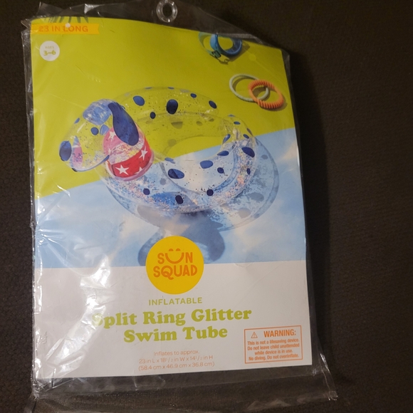 Sun Squad Inflatable Dalmatian Dog Split Ring Glitter Swim Tube Ages 3-6', 23" L - Picture 5 of 11